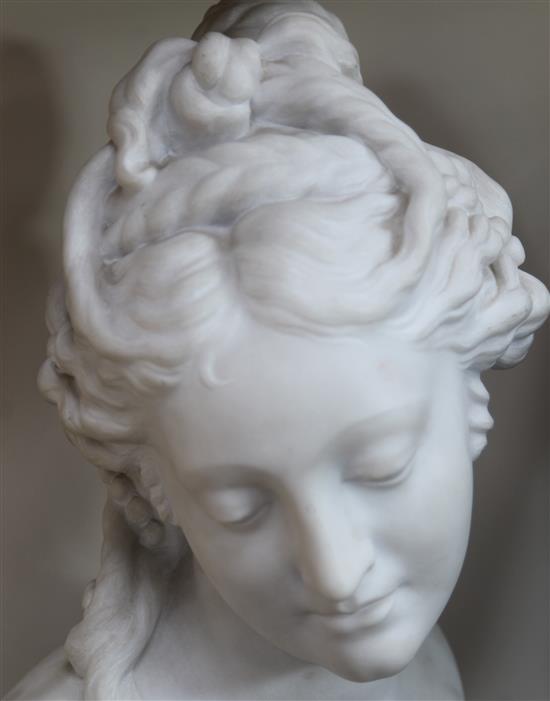 P. Pasquini. An Italian carved marble head of a young woman, height 21in.